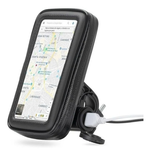 Suporte Celular Moto Carregador Usb C/case Prova D'agua 360°