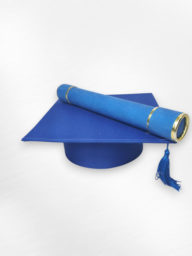 Capelo E Canudo De Formatura Azul Royal Adulto Lp Formaturas