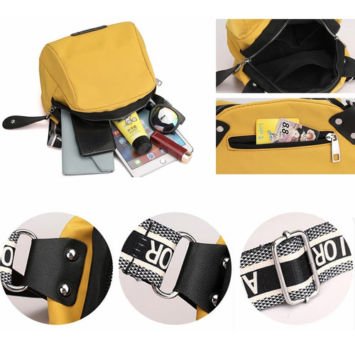Bolsa Bandolera De Hombro Moderna De Tela Oxford Para Mujer Color Negro
