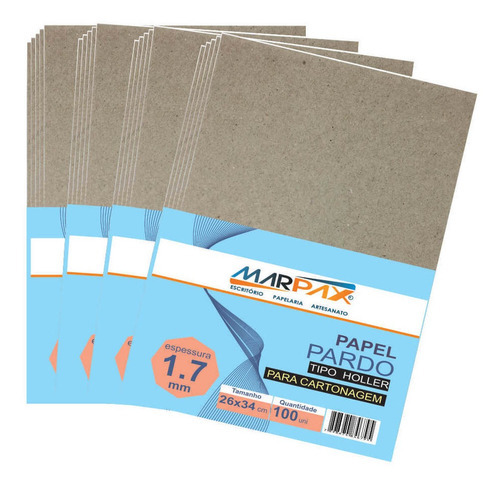 Papel Para Cartonagem Pardo Tipo Holler 1,7mm 26x34cm 100un