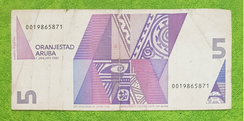 Billete Fuera De Circulacion. 5 Florines Arubianos. 