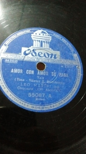 Leo Marini Con Don Americo Disco Pasta Odeon 55087 C15