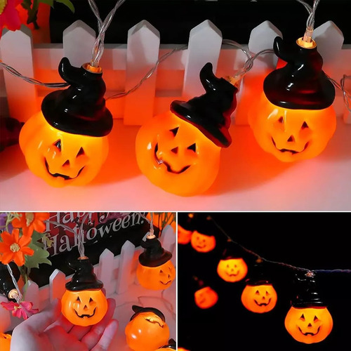 20 Luces Cadena Led Decoracion Calabaza Halloween 3 M