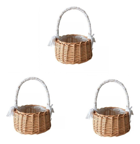 Cesta De Almacenamiento De Ratán Fresco De 3 Uds Con Asas,