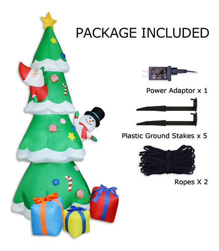 Árbol De Navidad Verde De 9 Pies Con Decoración Inflable