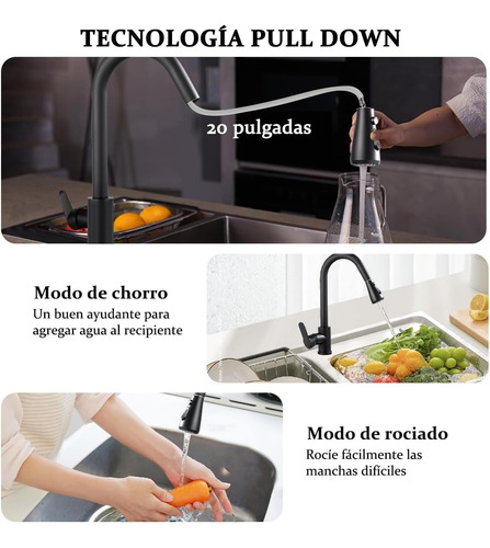 Grifo De Cocina Monomando Con Rociador Retráctil