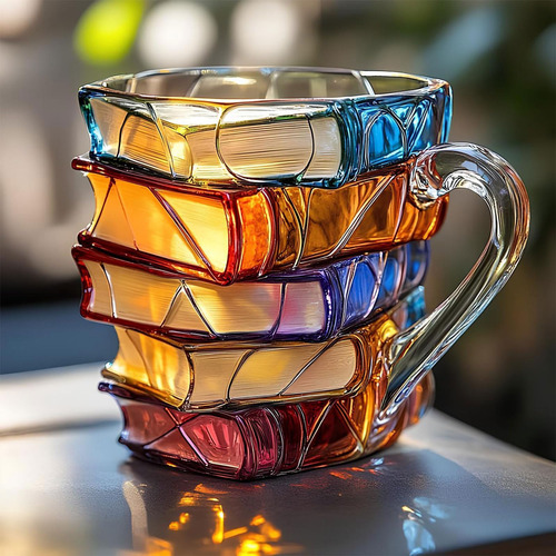 Painted Book Mug, Novelty 3d Painted Books Coffee Mug,