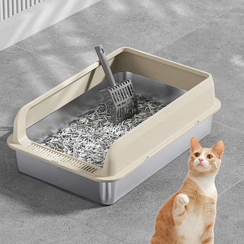 Bandeja De Areia Para Gatos, Bandeja Aberta Para Cáqui E M