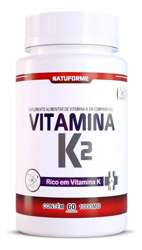 Suplemento Natuforme Vitamina K2 Com 60 Cápsulas De 1000mg