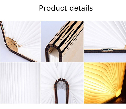 I Night Light Led Folding Book Usb Charging Wood Grain Book