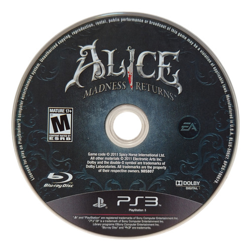 Alice Madness Returns Play Station Ps3 (Usado)