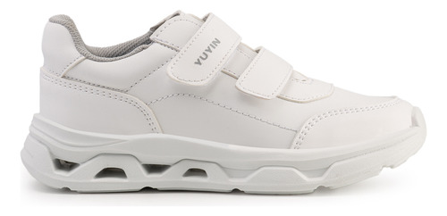 Tenis Escolar Niño Yuyin 25461 Blanco Con Doble Velcro