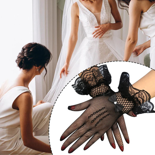 Yi ª Elegantes Guantes Cortos De Encaje Guantes De Boda A La