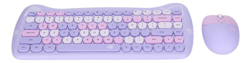 Teclado E Mouse Sem Fio Cute Cat Shape 2,4 Cores Baixas