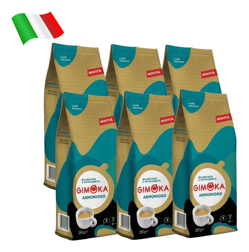 Cafe Gimoka Tostado Molido Armonioso Pack 6x250grms Italia