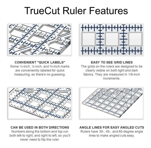 Conjunto De Cortador Rotativo De Truecut-3 Ítems: Regla De Y