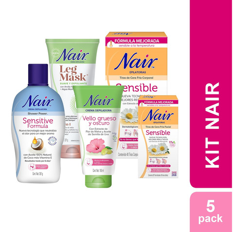 Cremas Depilatoria Nair Kit Corporal Y Facial Vello Grueso