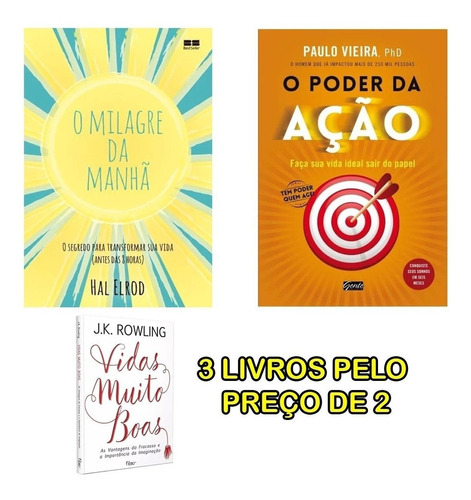 Livro O Poder Da Ação + Milagre Da Manhã + 1 Livro