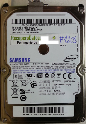 Disco Externo Samsung Hm502jx/vpz 500gb - 2251 Recuperodatos