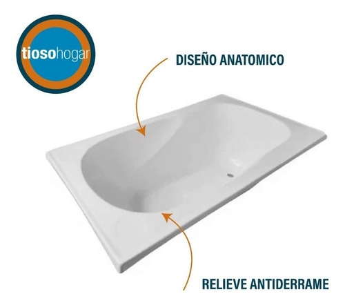 Bañera Fibra 120x70 1.20 Bañadera Reforzada Anatomica Tina
