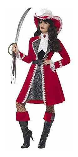 Smiffys Adult's Womens High Seas Scarlet Red Pirate Captain 