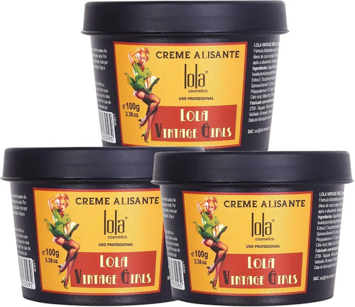  Creme Alisante Lola Cosmetics Vintage Girls 3 Itens