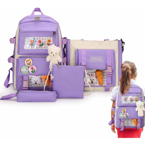 Set De Bandolera Escolar Para Niños, Bonita Mochila Escolar