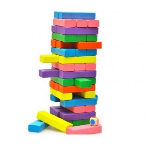 Jenga 54 Piezas De Colores - Dados - Juegos - Diversión