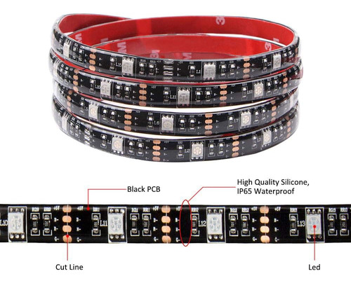 Tira De Luz Led Rgb 5050 A Pilas Con Control 2 Metros
