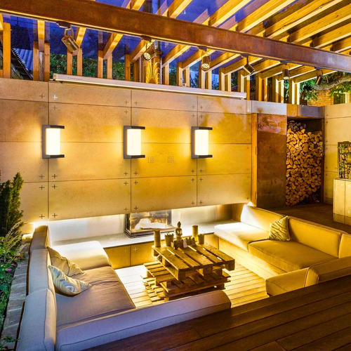 Lámpara Luces Led Pared Impermeable Para Exteriores Moderno Negro