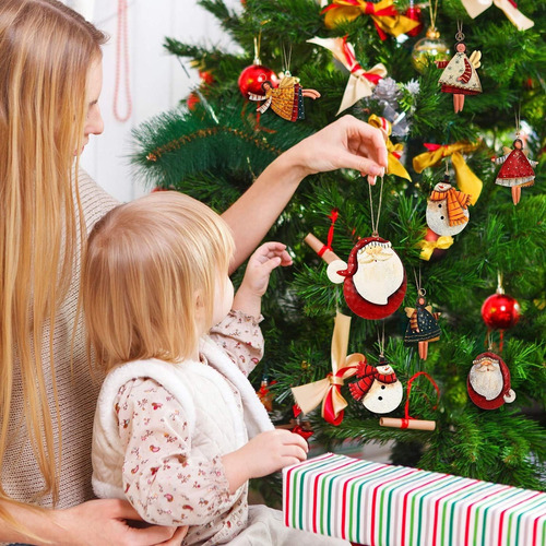 8 Adornos Metálicos De Navidad Colgantes Ángeles Santa Claus