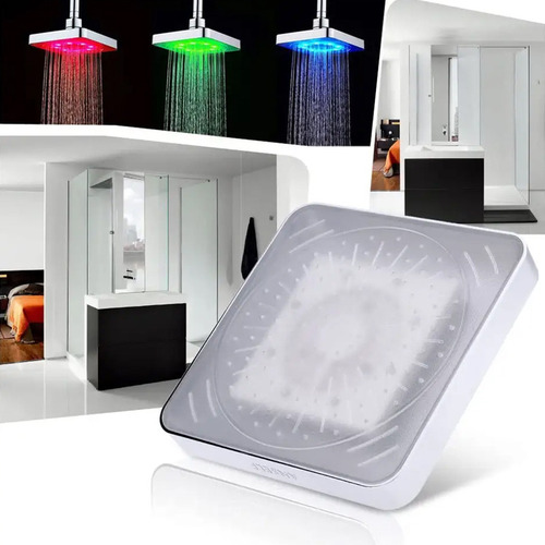 Ducha De Pared Tipo Lluvia Con Forma De I Cuadrado Con Luces