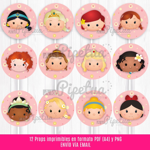 Props Imprimibles Tsum Tsum Princesas Frozen Bella Rapunzel