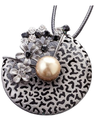 Collar Diseño Perla Unica Para Mujer, Es Collar Y Prendedor