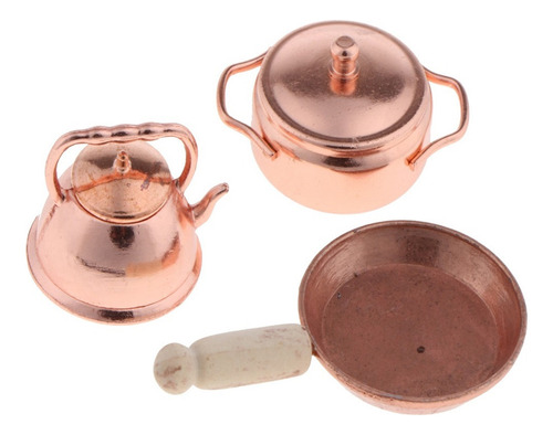 Escala 1:12 Sartén De Bronce Olla Hervidor De Cocina En