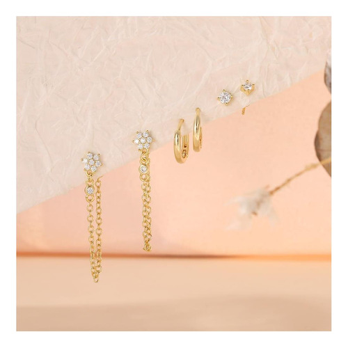 Hevcoy Pendientes De Cadena De Oro: Pendientes De Aro Para