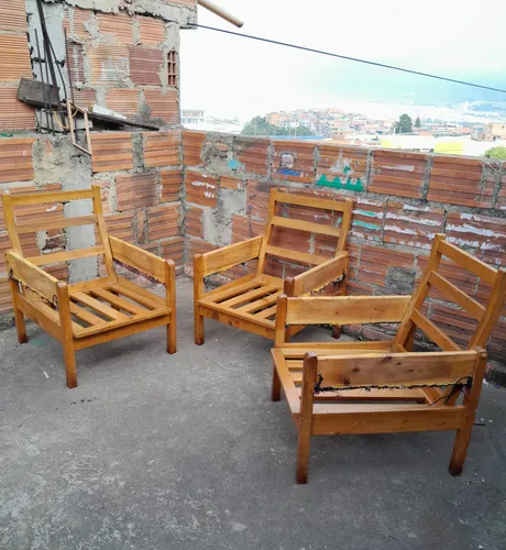 comprar 3 Sillones Para Terraza O Jardín En Pino Elegantes, Buen Est