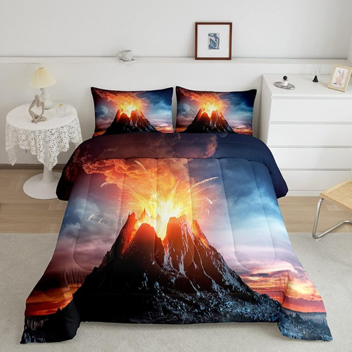 Volcano Comforter Full Kids Fire Mountain Bedding Set For Ki