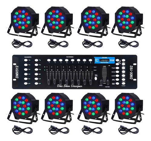 Luces Led De Escenario Co-z Dmx, 8 Piezas De Luces Rgb Pa...