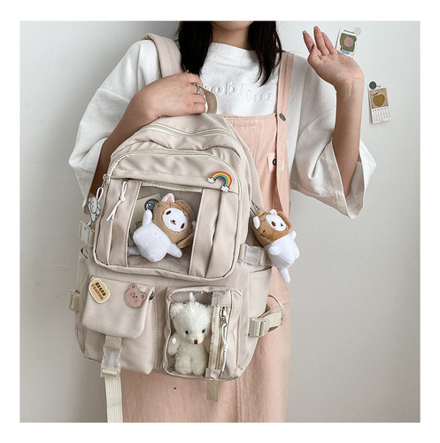 R Mochila Impermeable Kawaii Coreano 17 Pulgadas Mujer