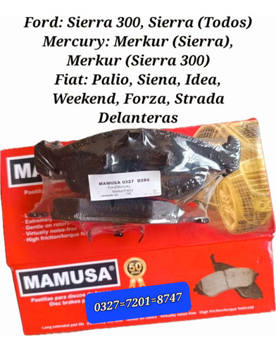 Pastillas De Frenos 8747=0327=7201 Siena/palio/idea/sierra