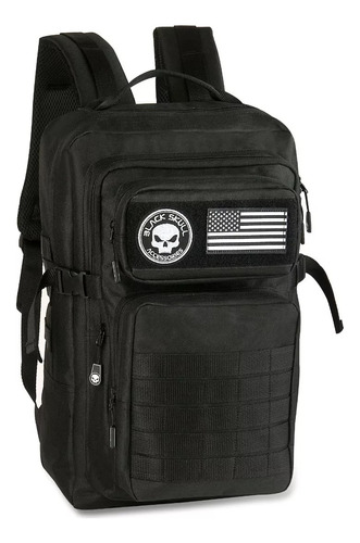 Mochila Black Skull Reforçada Notebook Saída Fone