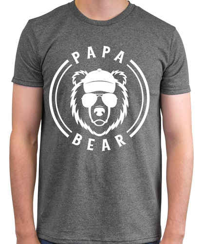 Playera Jaspe Para Hombre - Día Del Padre- Oso - Papa Bear
