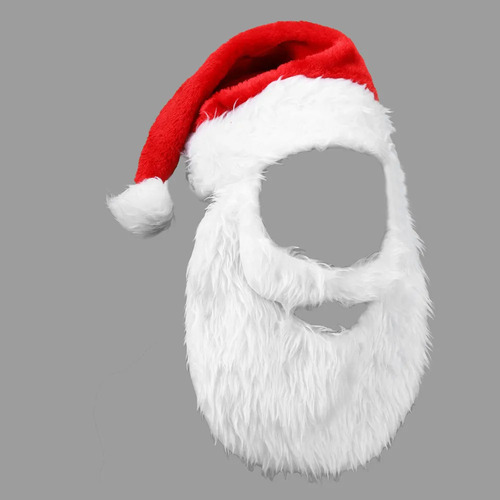 Gorro Navideño Rojo Con Barba De Papá Noel
