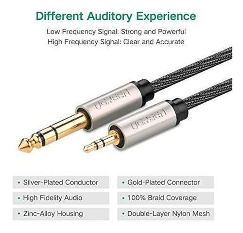 Imagen 3 de 7 de Ugreen Cable De Audio Estereo Trs Macho De 6.35 Mm Y 1/4 Ma