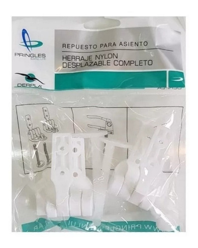 Imagen 1 de 10 de Set Bisagras Nylon Blanco Repuesto Tapas Inodoro Pringles
