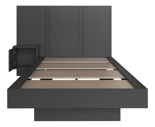 Cama Solteiro Suspensa Com Cabeceira E Mesa Zurique Grafite