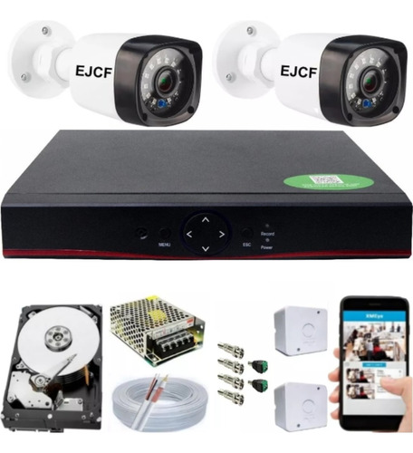 Kit Vigilância 2 Câmeras Ahd 1.3mp Interna/externa Dvr 4ch