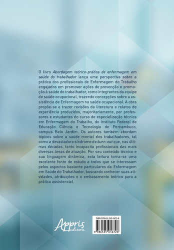 Abordagem Teórico-Prática de Enfermagem em Saúde do Trabalhador, de Torres Lima, Angélica de Godoy. Editorial Appris Editora e Livraria Eireli - ME, capa mole em português, 2021