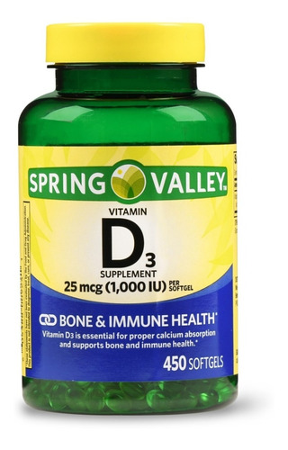 Vitamina D3 Premium 25 Mcg 1,000iu 450 Softgels Eg D62